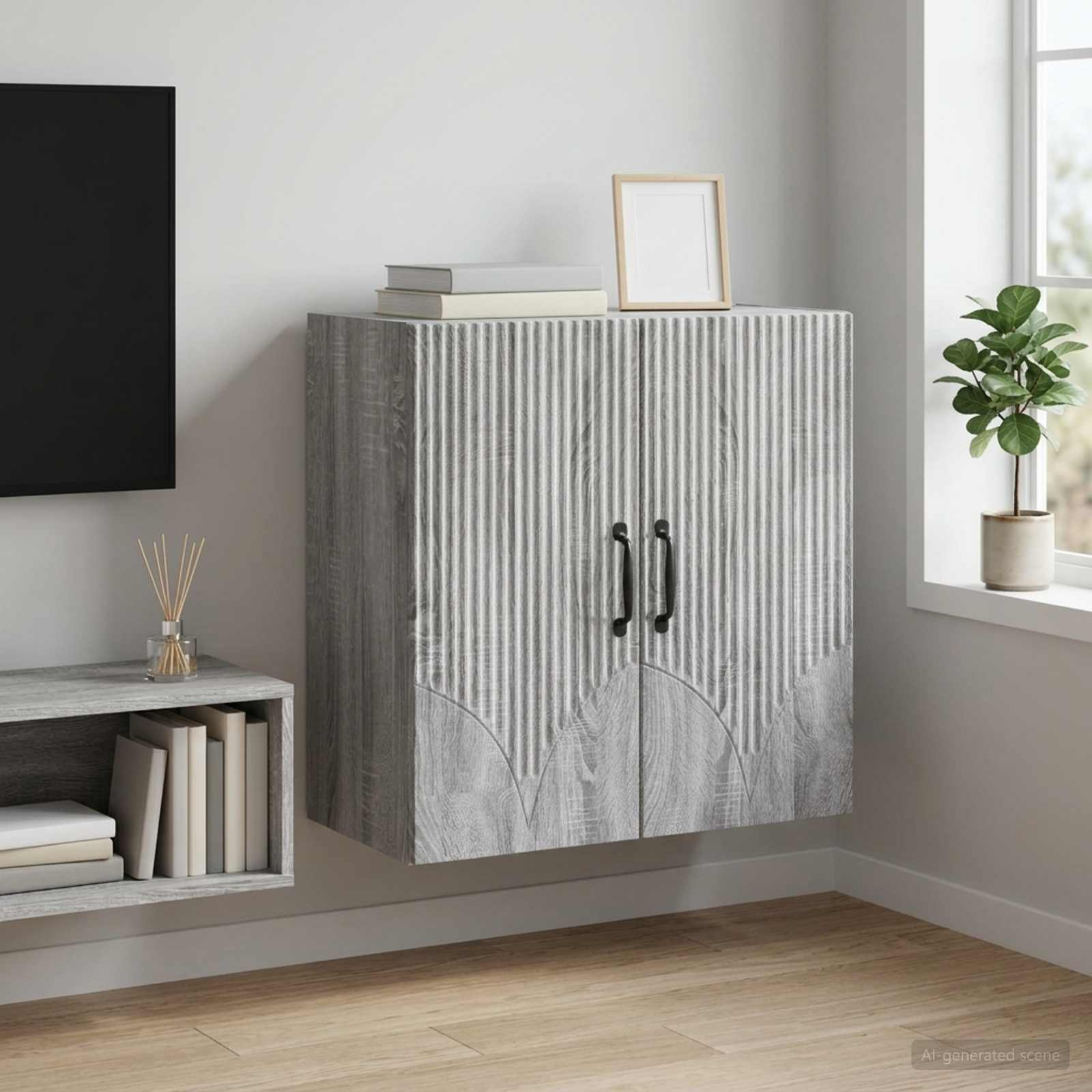 Mobiletto a muro Sonoma grigio 59 x 31 x 60 cm | homemem39