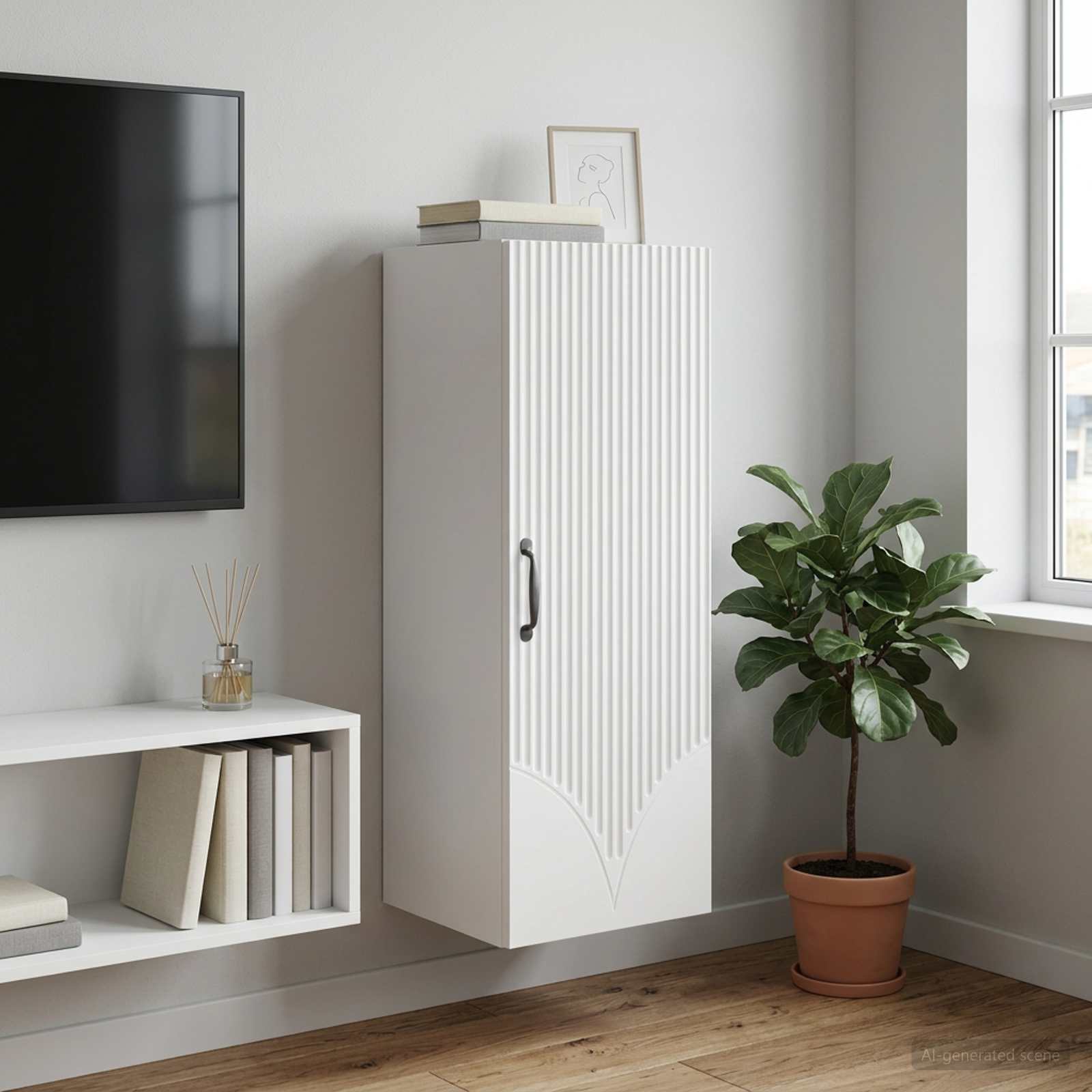 Mobiletto a muro Bianco 33 x 34,5 x 90 cm Legno ingegnerizzato | homemem39