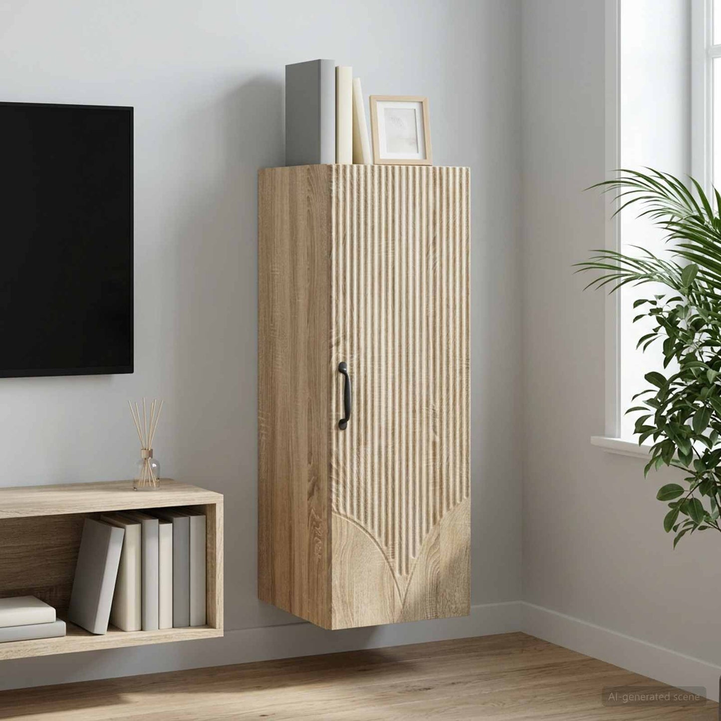 Mobiletto a muro Rovere Sonoma 33 x 34,5 x 90 cm | homemem39