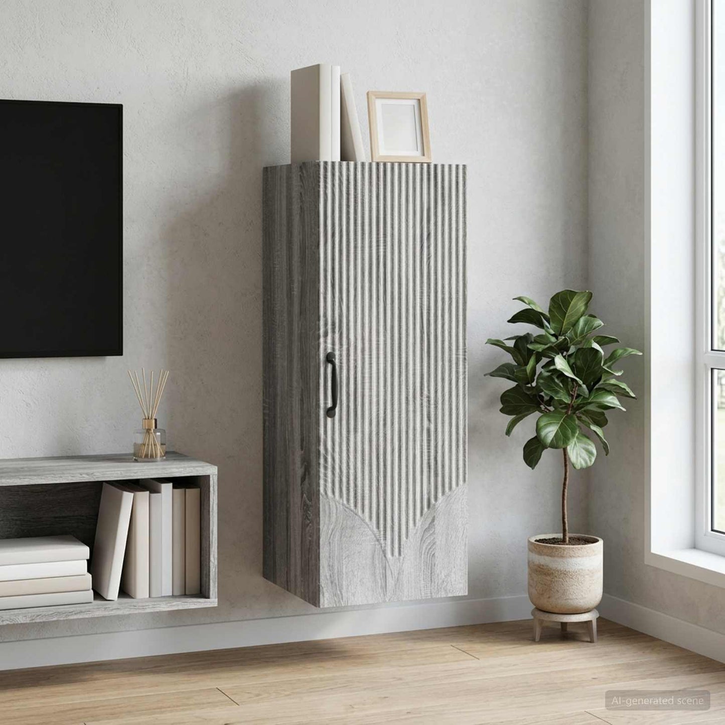 Mobiletto a muro Sonoma grigio 33 x 34,5 x 90 cm | homemem39