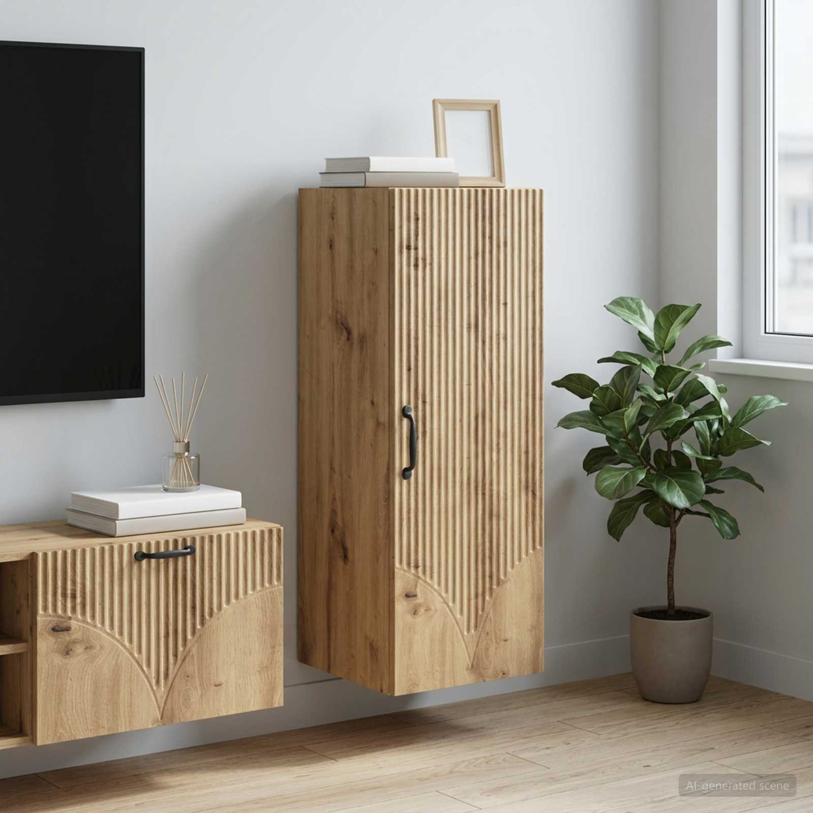 Mobiletto a muro 33 x 34,5 x 90 cm Legno ingegnerizzato | homemem39