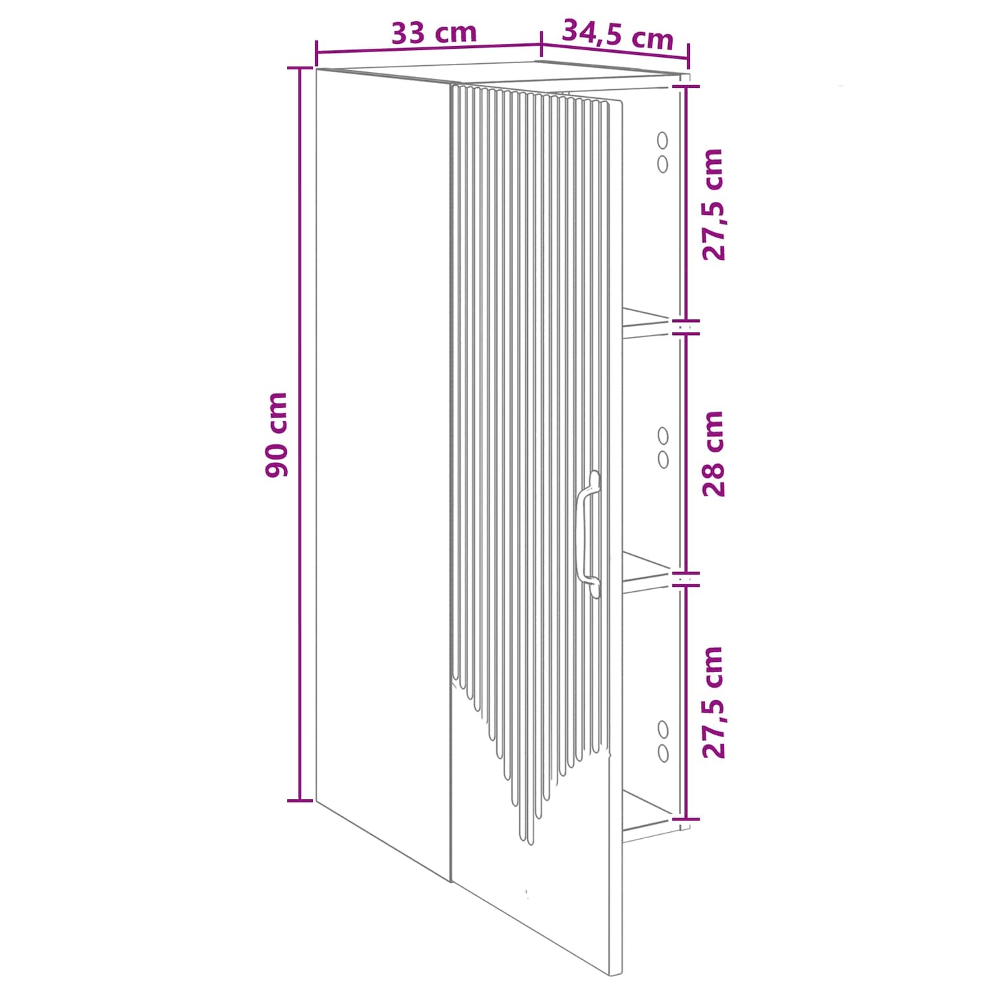 Mobiletto a muro 33 x 34,5 x 90 cm Legno ingegnerizzato | homemem39