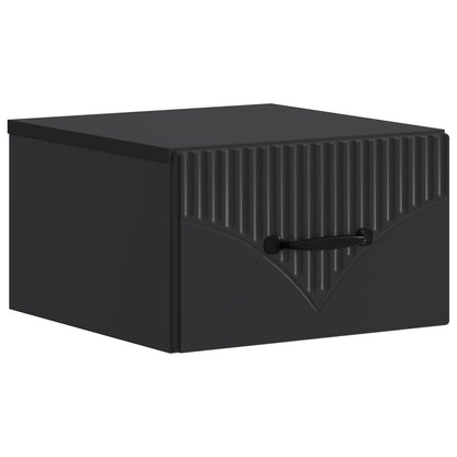 Mobiletto da notte a muro con cassetto Nero 34,5 x 33 x 20 cm | homemem39