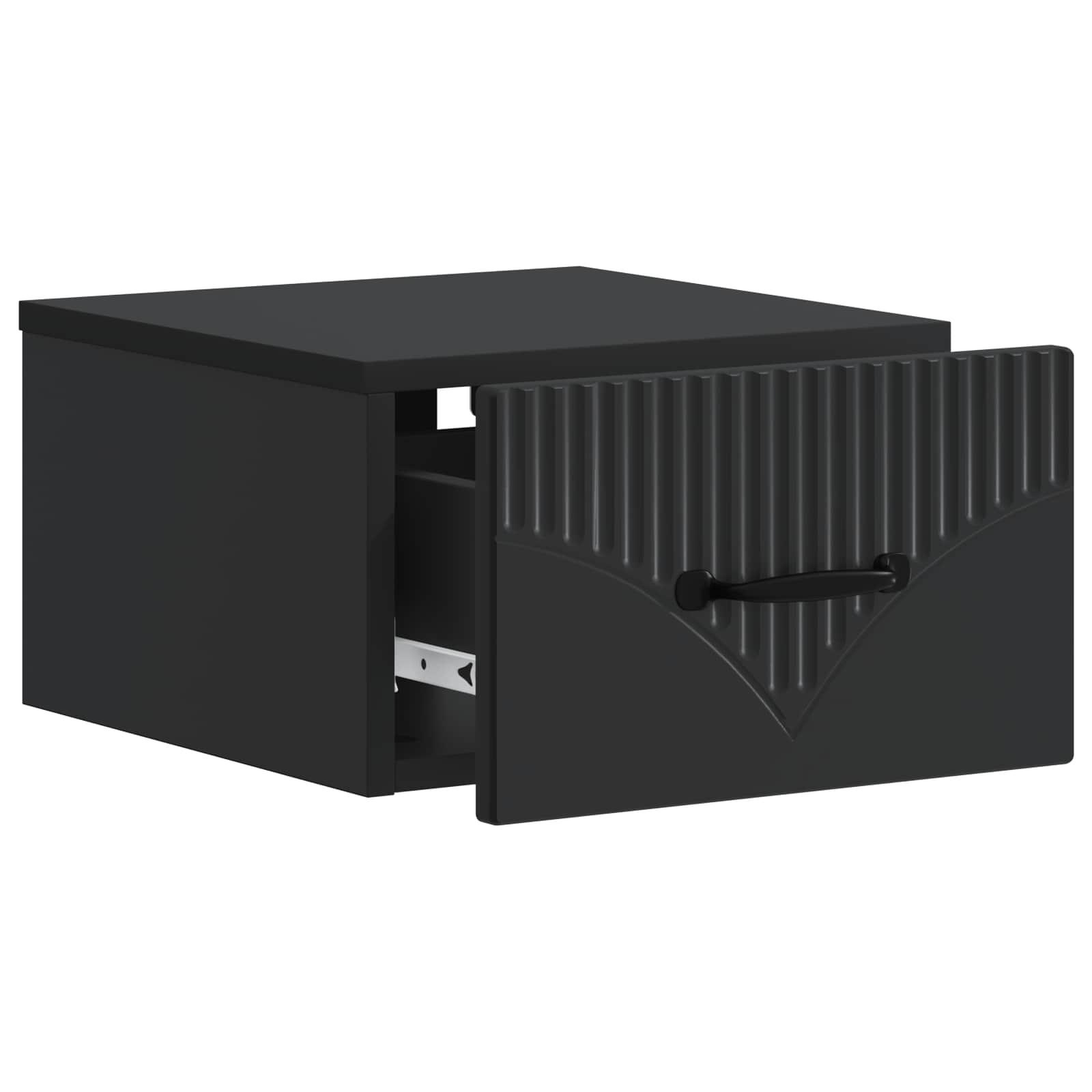 Mobiletto da notte a muro con cassetto Nero 34,5 x 33 x 20 cm | homemem39