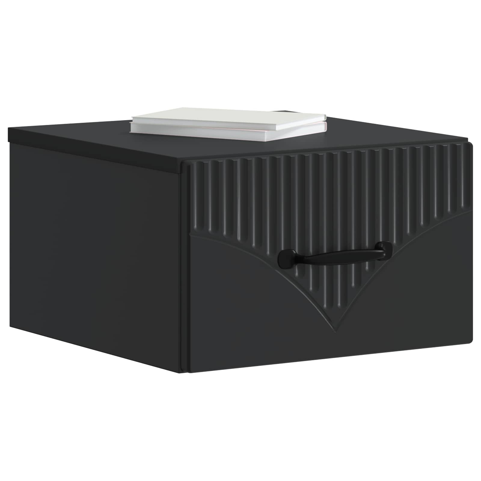 Mobiletto da notte a muro con cassetto Nero 34,5 x 33 x 20 cm | homemem39