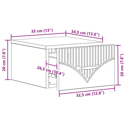 Mobiletto da notte a muro con cassetto Nero 34,5 x 33 x 20 cm | homemem39