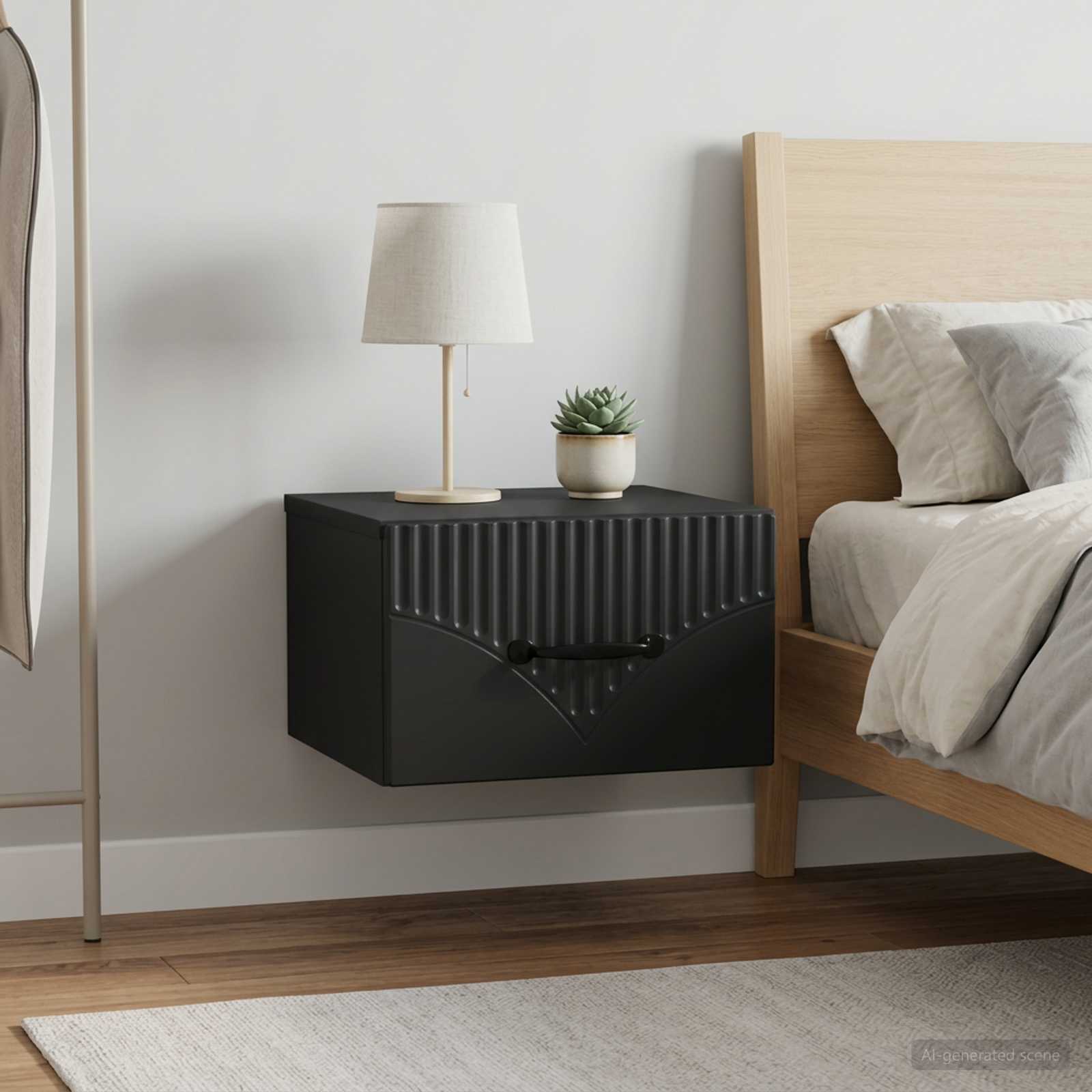 Mobiletto da notte a muro 2 pcs Nero 34,5 x 33 x 20 cm | homemem39