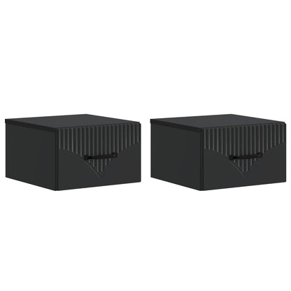 Mobiletto da notte a muro 2 pcs Nero 34,5 x 33 x 20 cm | homemem39