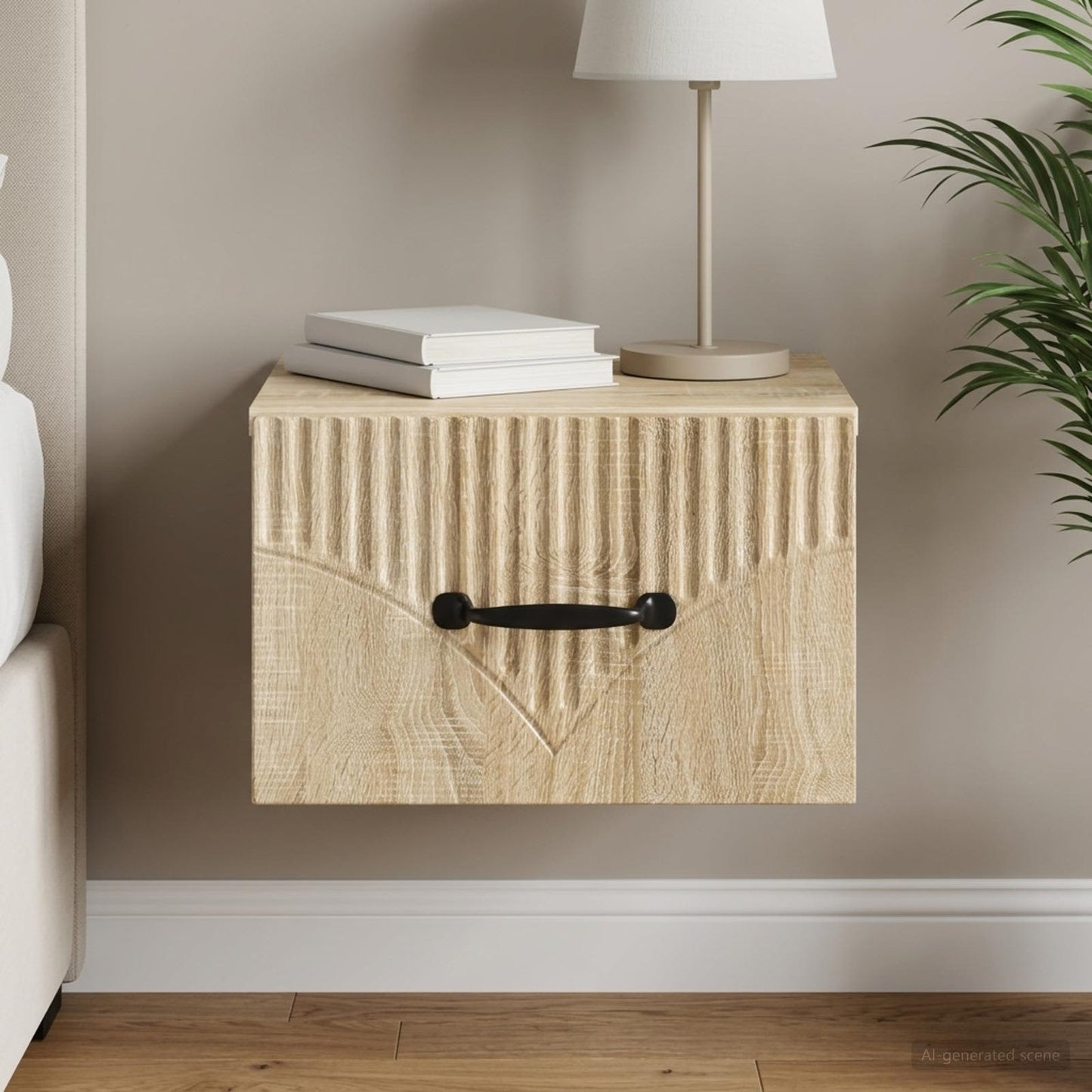 Mobiletto da notte a muro Rovere Sonoma 34,5 x 33 x 20 cm | homemem39