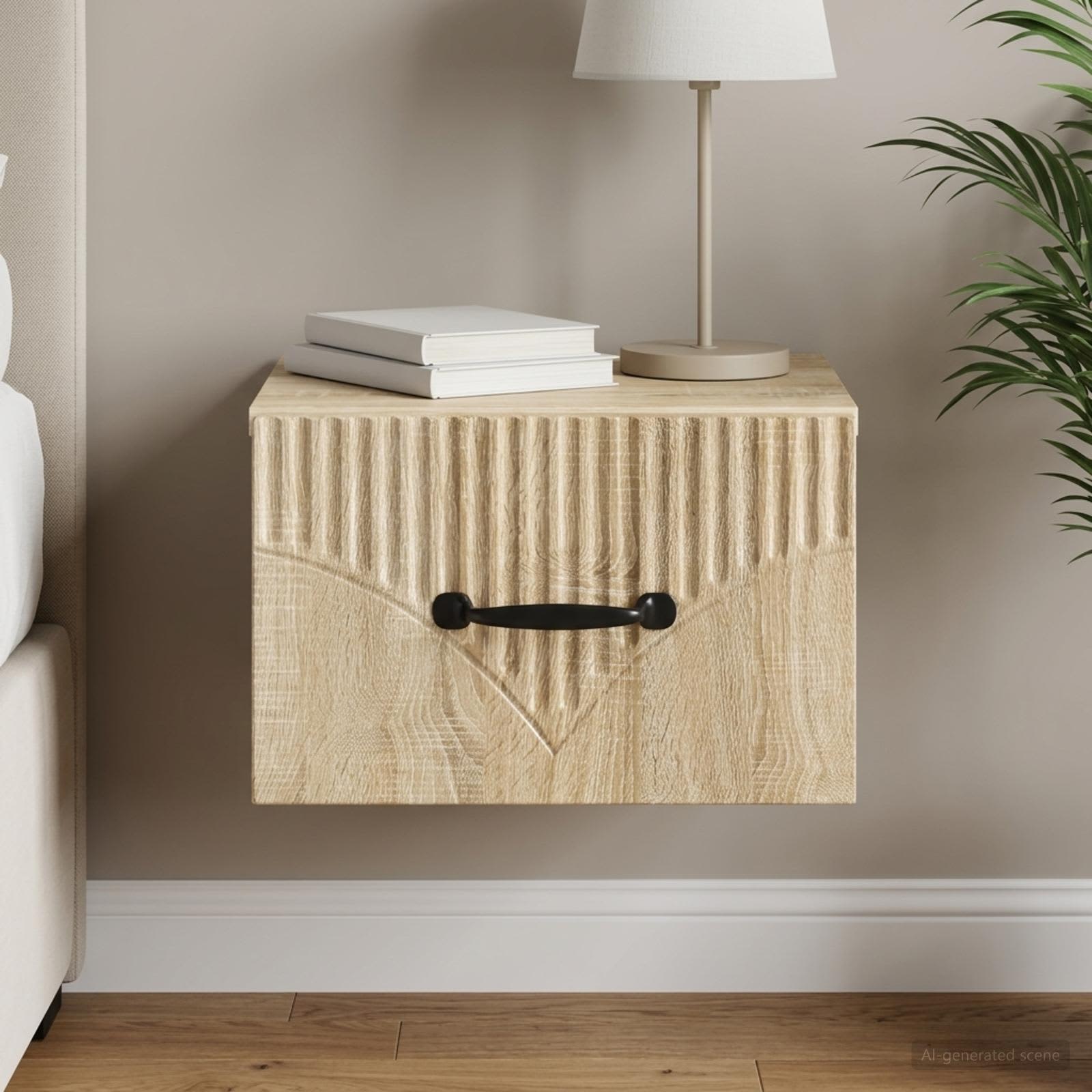 Mobiletto da notte a muro Rovere Sonoma 34,5 x 33 x 20 cm | homemem39