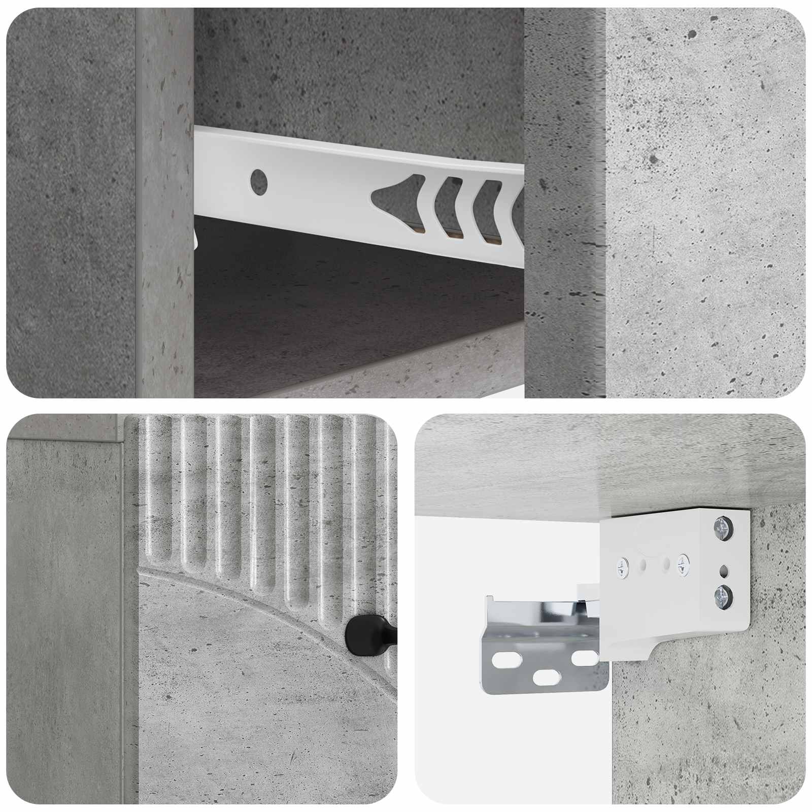 Mobiletto da notte a muro Grigio Cemento 34,5 x 33 x 20 cm | homemem39
