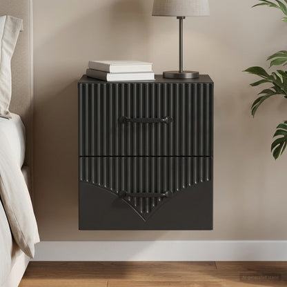 Mobiletto da notte a muro con cassetto Nero 34,5 x 33 x 40 cm | homemem39