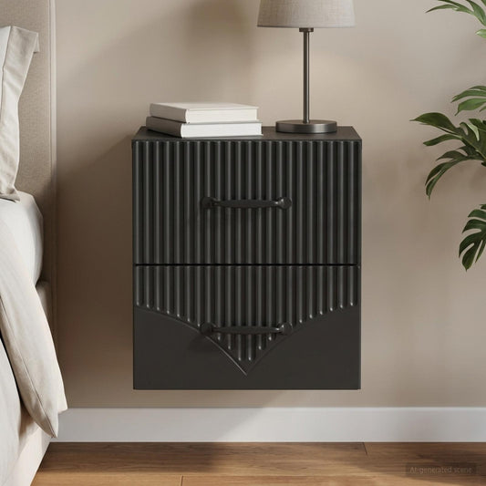 Mobiletto da notte a muro con cassetto Nero 34,5 x 33 x 40 cm | homemem39