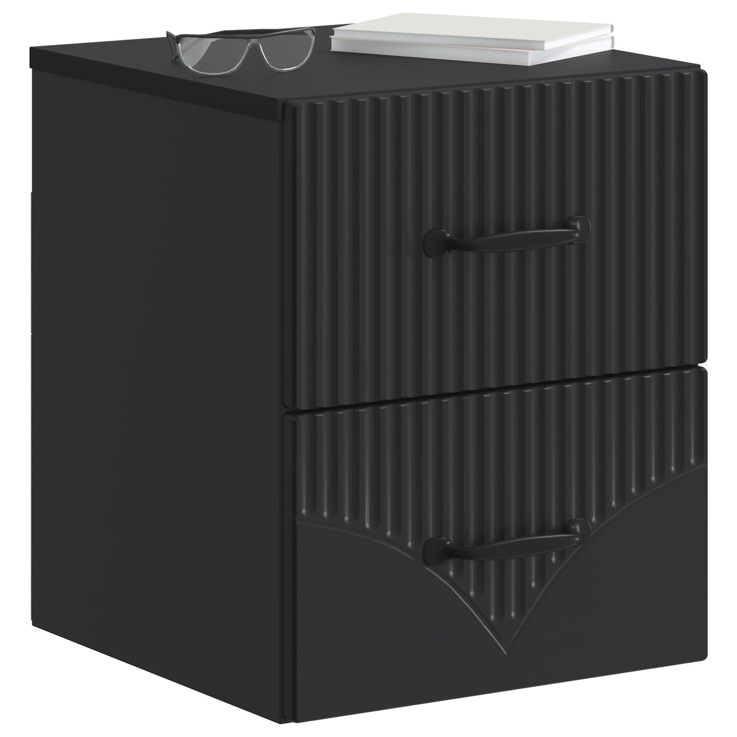 Mobiletto da notte a muro con cassetto Nero 34,5 x 33 x 40 cm | homemem39