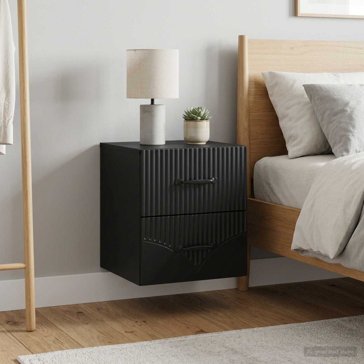 Mobiletto da notte a muro 2 pcs Nero 34,5 x 33 x 40 cm | homemem39