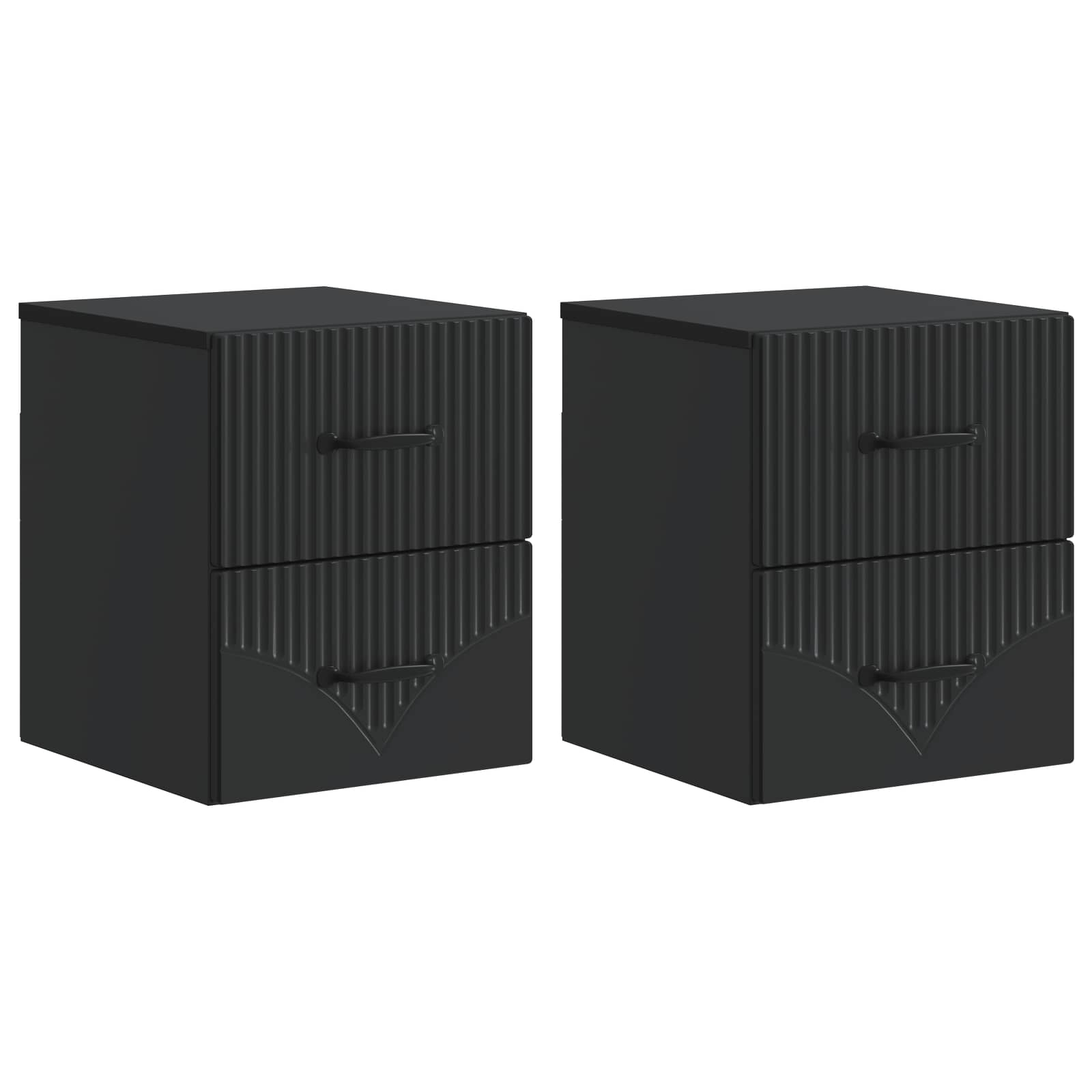 Mobiletto da notte a muro 2 pcs Nero 34,5 x 33 x 40 cm | homemem39