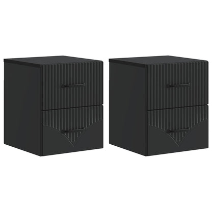Mobiletto da notte a muro 2 pcs Nero 34,5 x 33 x 40 cm | homemem39