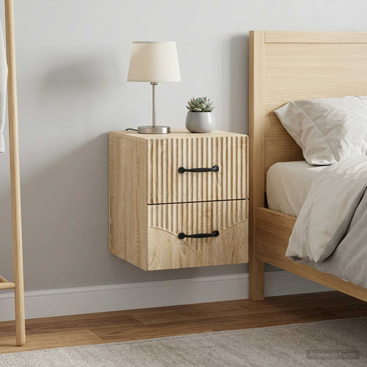 Mobiletto da notte a muro 2 pcs Rovere Sonoma 34,5 x 33 x 40 cm | homemem39