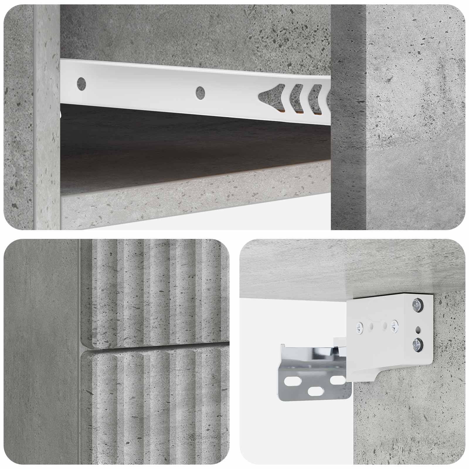 Mobiletto da notte a muro Grigio Cemento 34,5 x 33 x 40 cm | homemem39