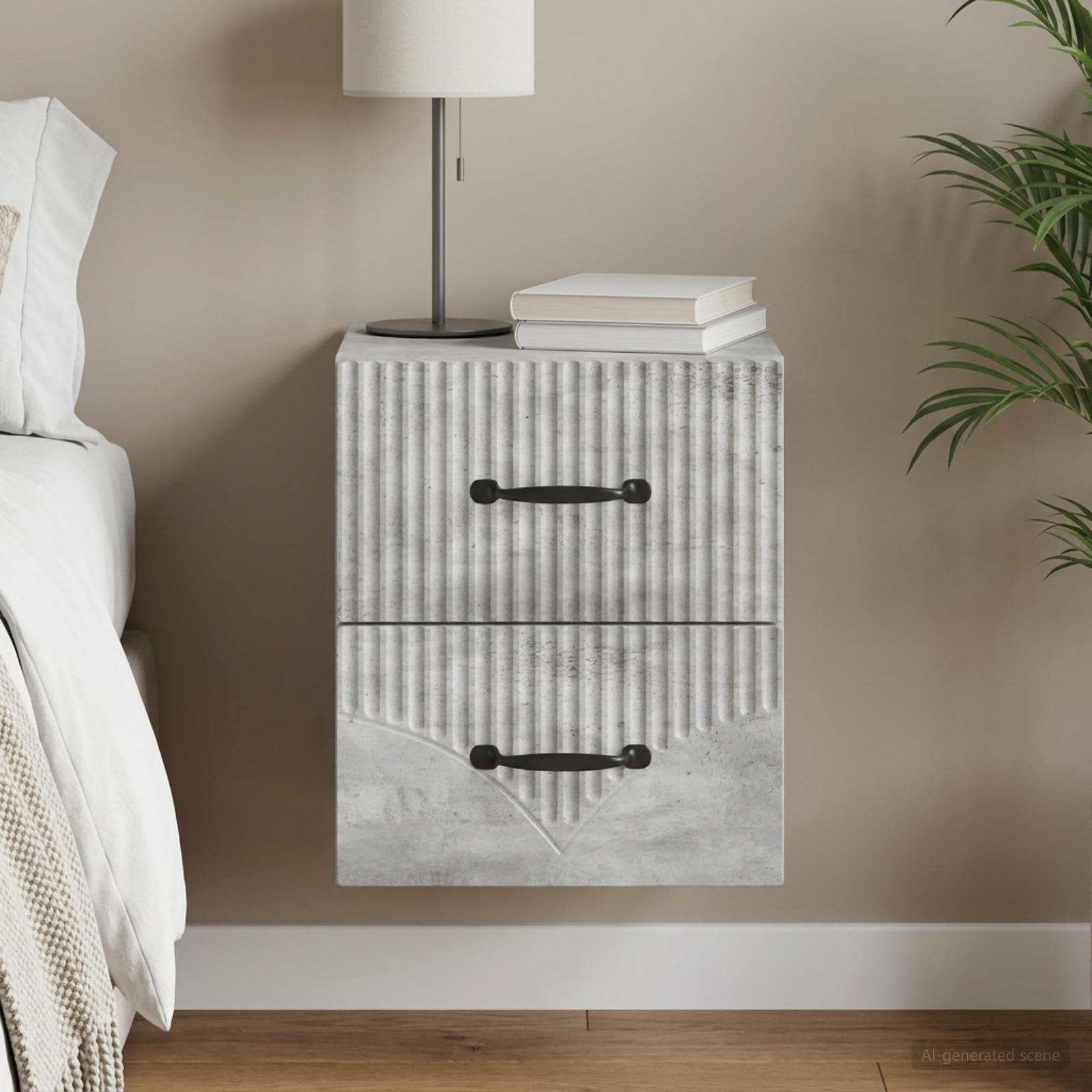 Mobiletto da notte a muro Grigio Cemento 34,5 x 33 x 40 cm | homemem39