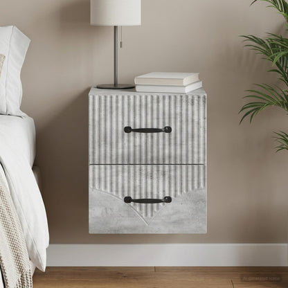 Mobiletto da notte a muro Grigio Cemento 34,5 x 33 x 40 cm | homemem39