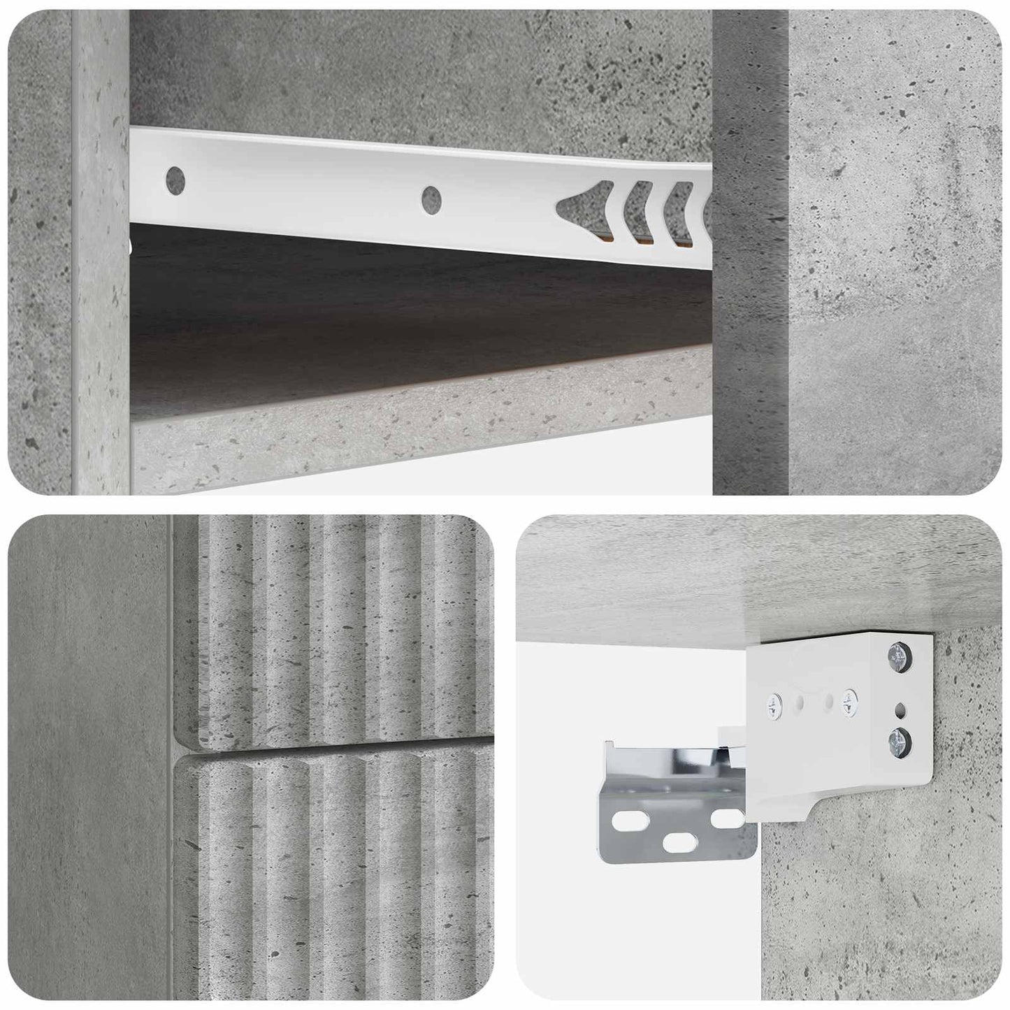 Mobiletto da notte a muro con cassetto 2 pcs Grigio Cemento | homemem39