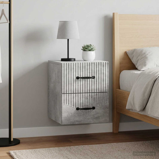 Mobiletto da notte a muro con cassetto 2 pcs Grigio Cemento | homemem39
