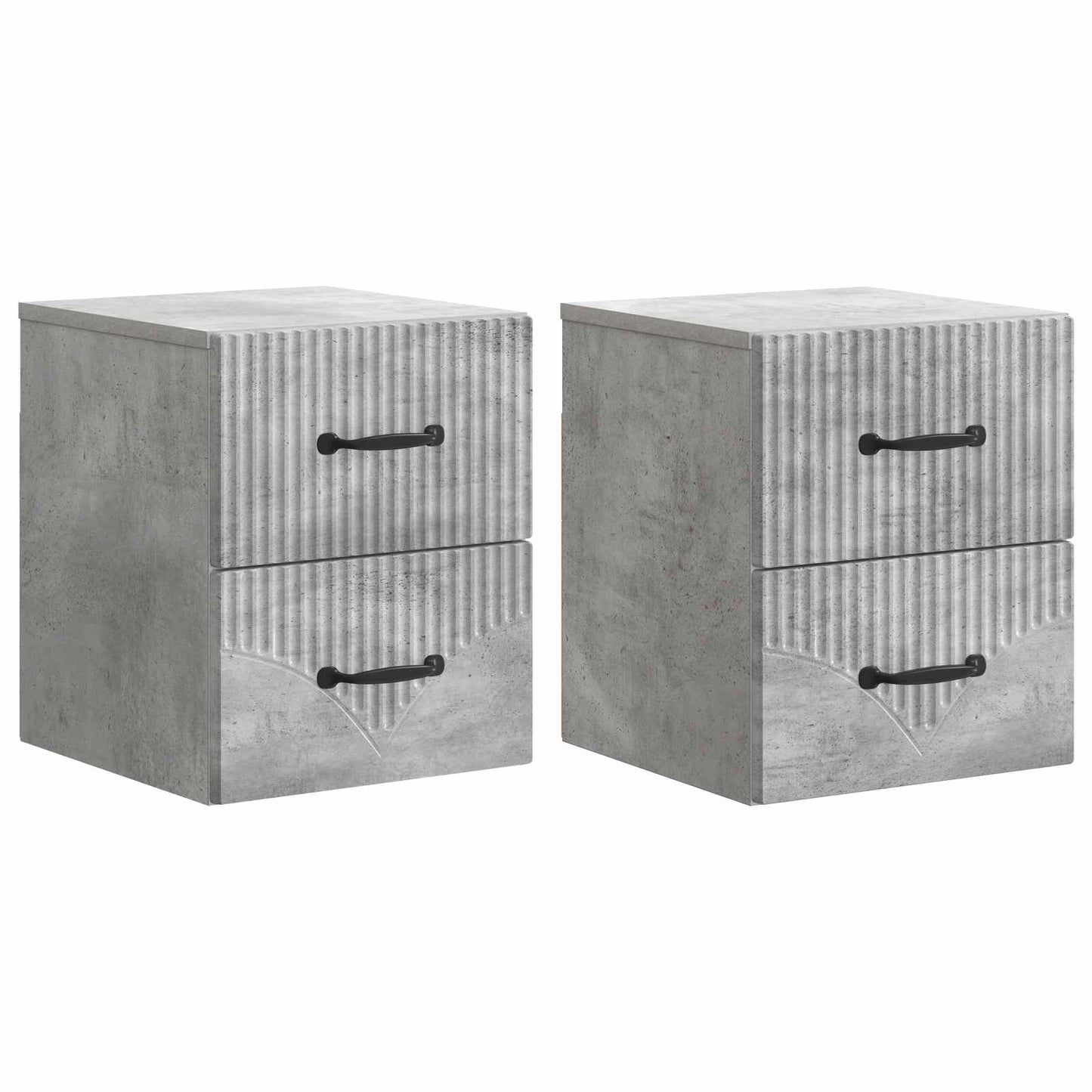 Mobiletto da notte a muro con cassetto 2 pcs Grigio Cemento | homemem39
