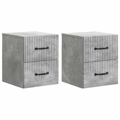 Mobiletto da notte a muro con cassetto 2 pcs Grigio Cemento | homemem39