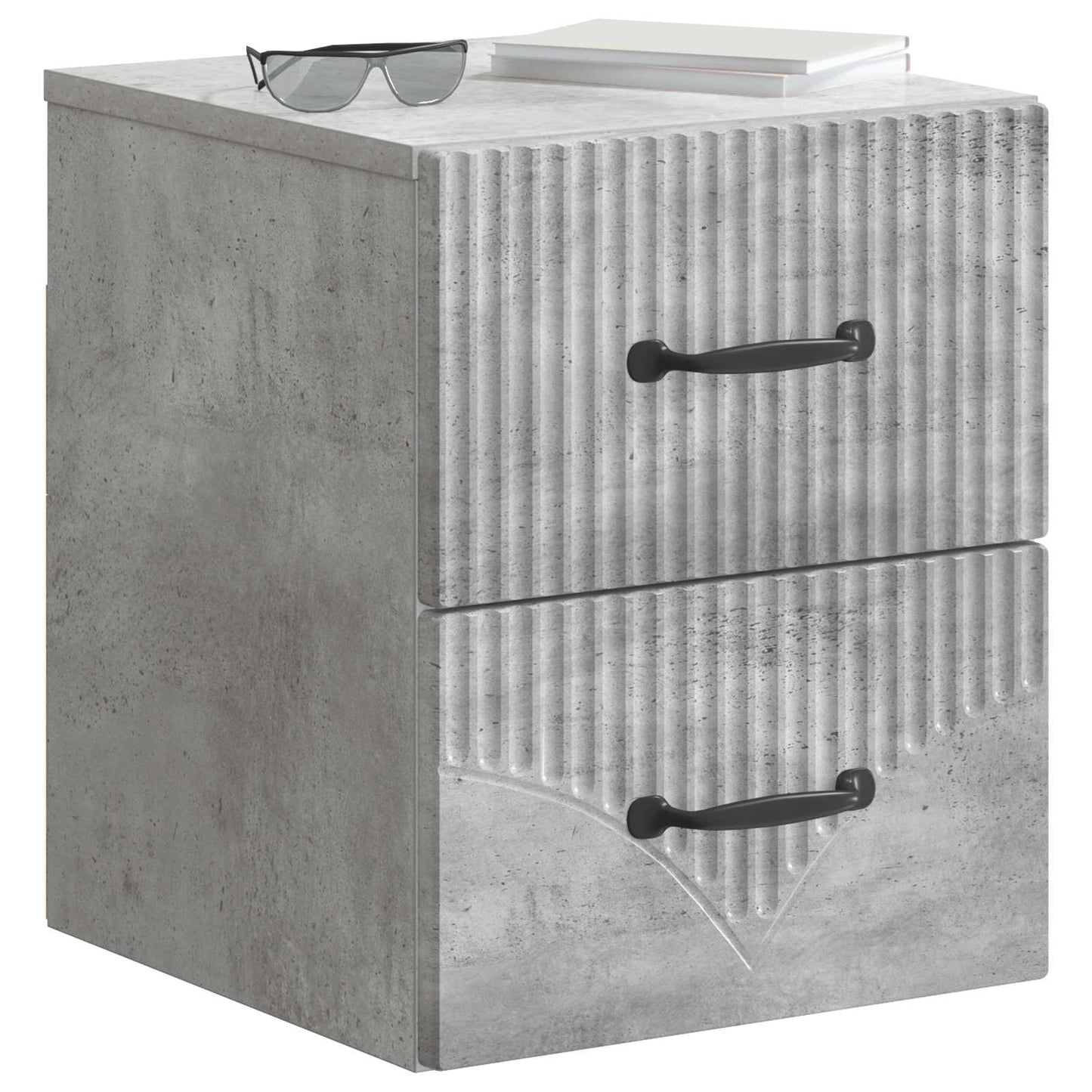 Mobiletto da notte a muro con cassetto 2 pcs Grigio Cemento | homemem39