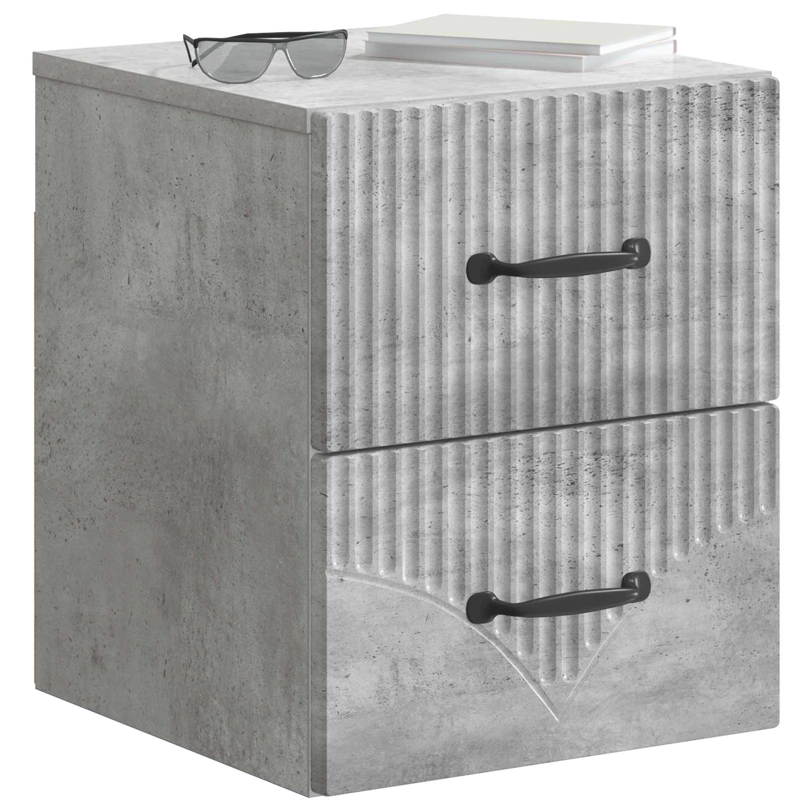Mobiletto da notte a muro con cassetto 2 pcs Grigio Cemento | homemem39
