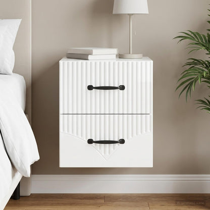 Mobiletto da notte a muro Bianco Lucido 34,5 x 33 x 40 cm | homemem39