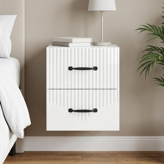 Mobiletto da notte a muro Bianco Lucido 34,5 x 33 x 40 cm | homemem39