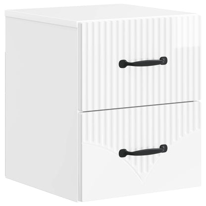 Mobiletto da notte a muro Bianco Lucido 34,5 x 33 x 40 cm | homemem39