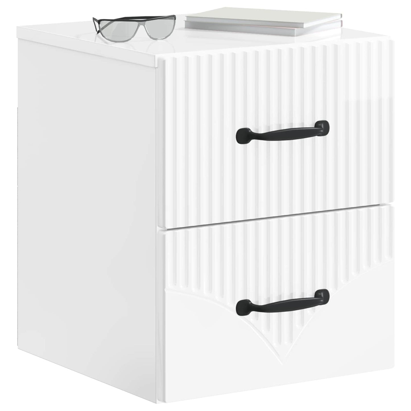 Mobiletto da notte a muro Bianco Lucido 34,5 x 33 x 40 cm | homemem39