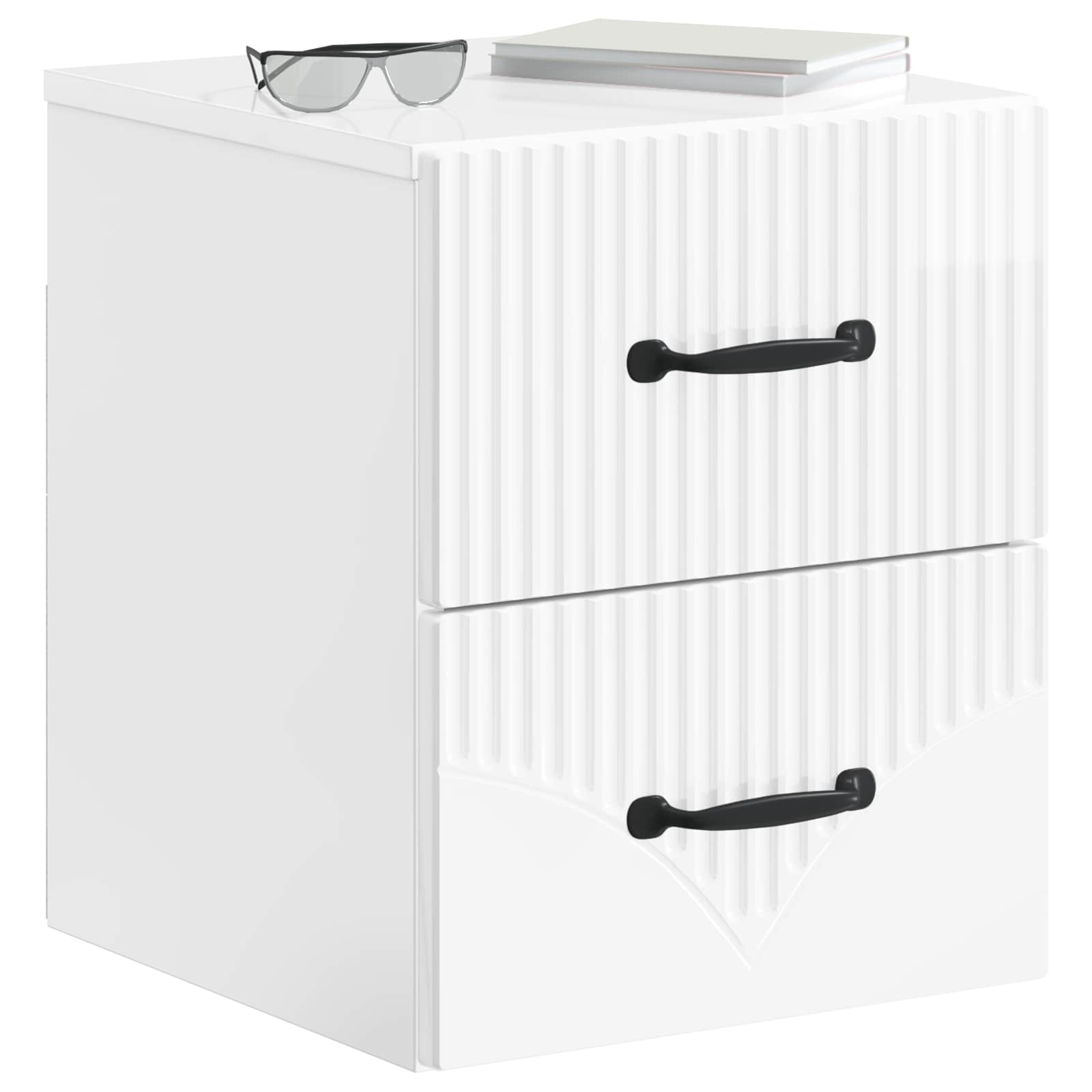 Mobiletto da notte a muro Bianco Lucido 34,5 x 33 x 40 cm | homemem39