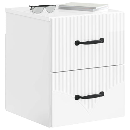 Mobiletto da notte a muro Bianco Lucido 34,5 x 33 x 40 cm | homemem39