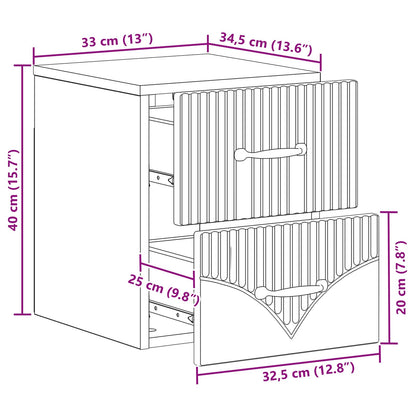 Mobiletto da notte a muro Bianco Lucido 34,5 x 33 x 40 cm | homemem39