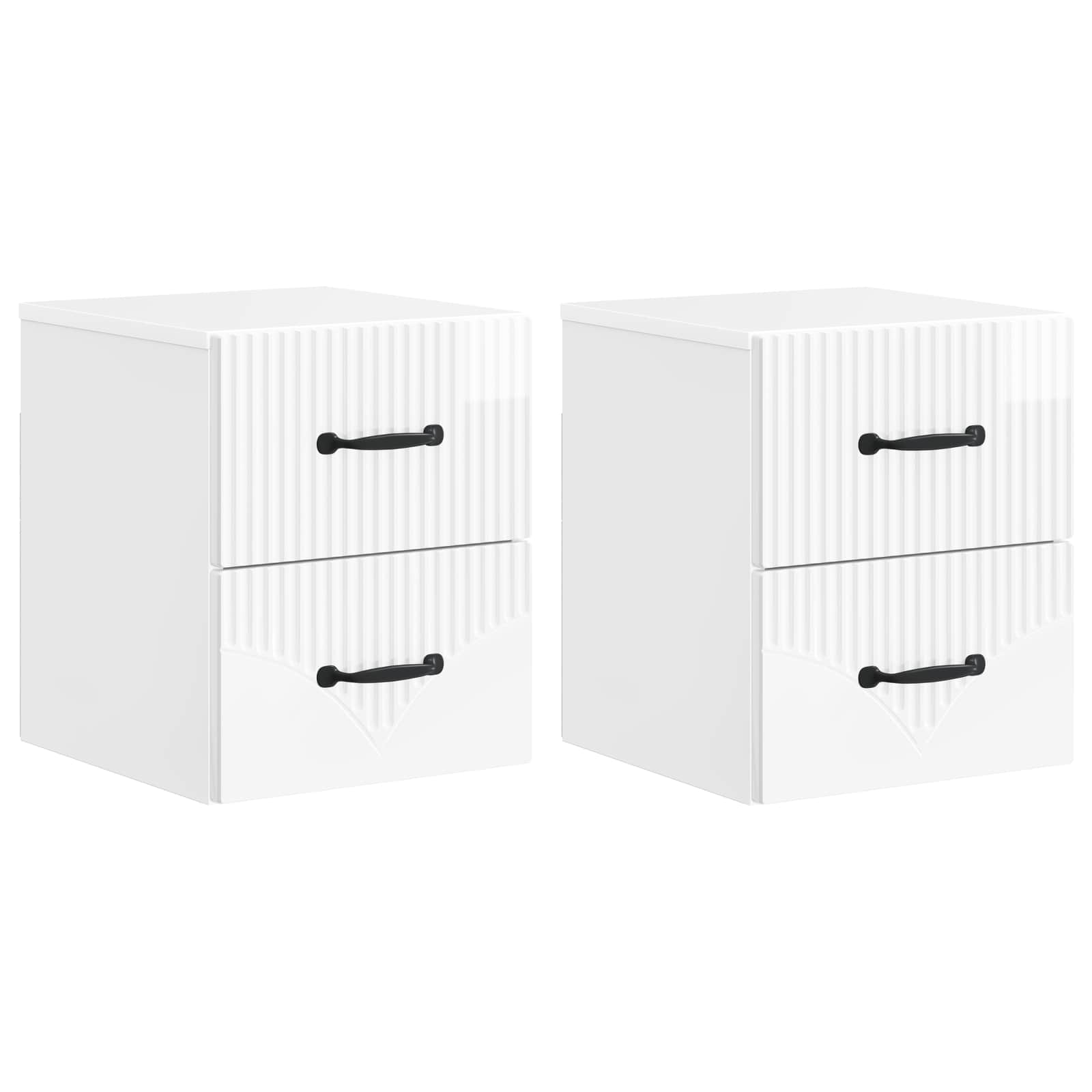 Mobiletto da notte a muro 2 pcs Bianco Lucido 34,5 x 33 x 40 cm | homemem39