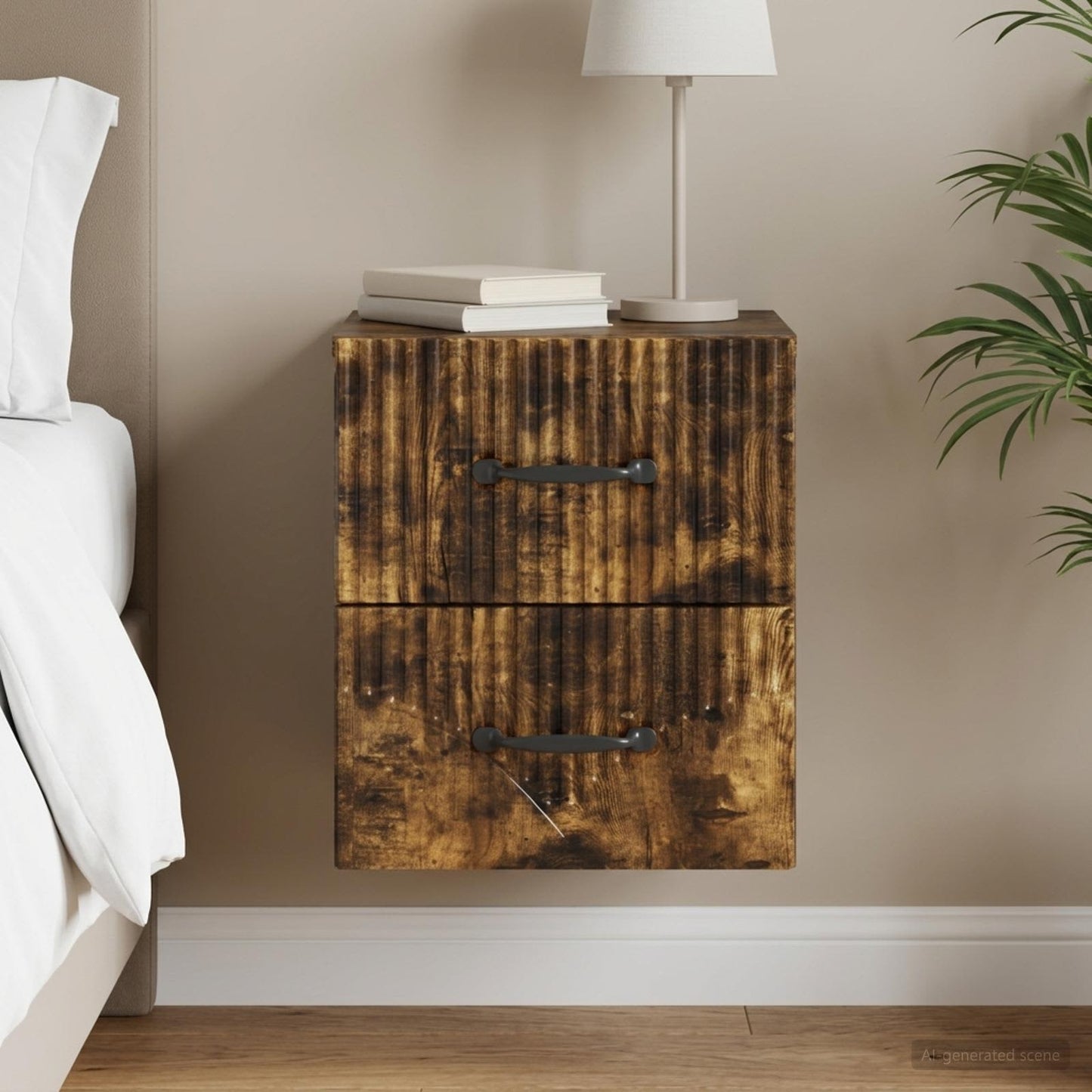 Mobiletto da notte a muro Rovere Fumo 34,5 x 33 x 40 cm | homemem39