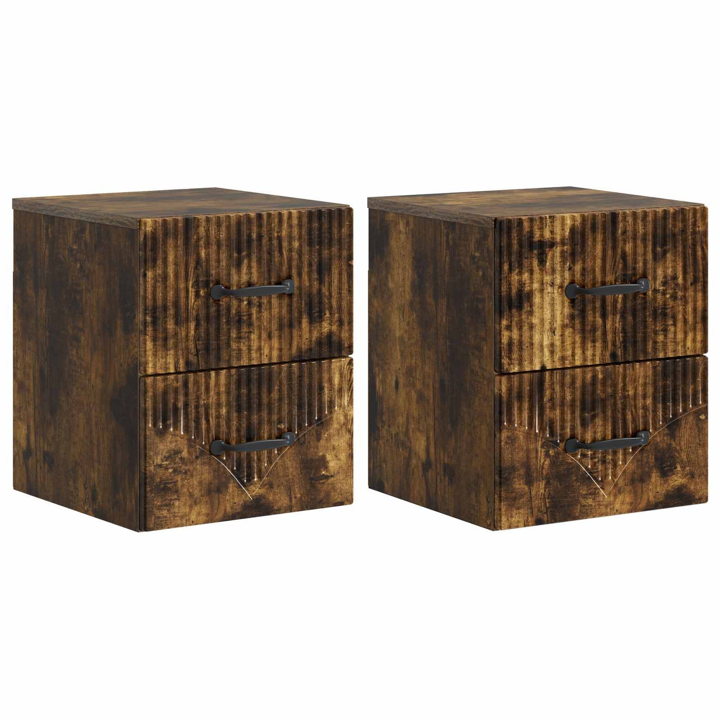 Mobiletto da notte a muro 2 pcs Rovere Fumo 34,5 x 33 x 40 cm | homemem39