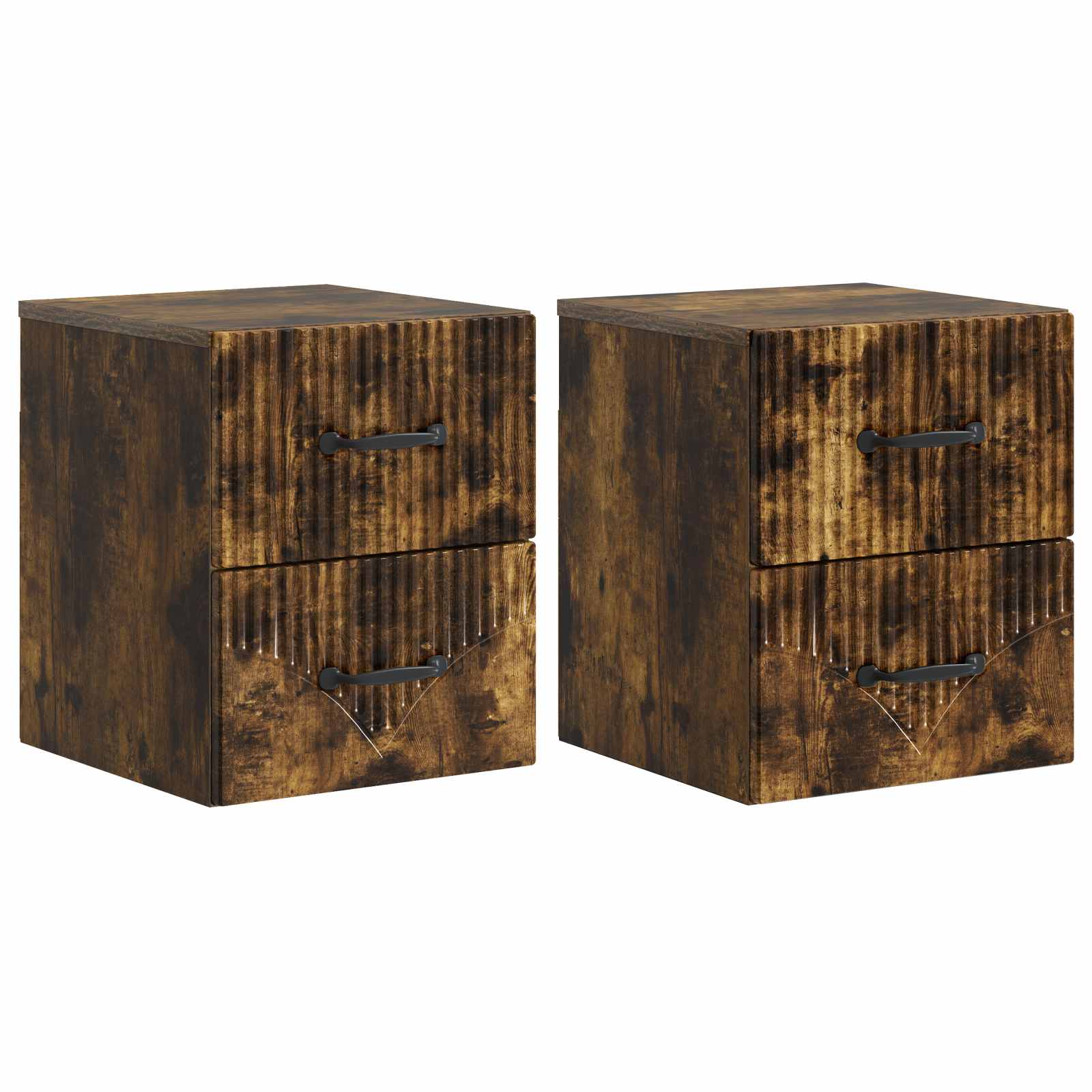Mobiletto da notte a muro 2 pcs Rovere Fumo 34,5 x 33 x 40 cm | homemem39