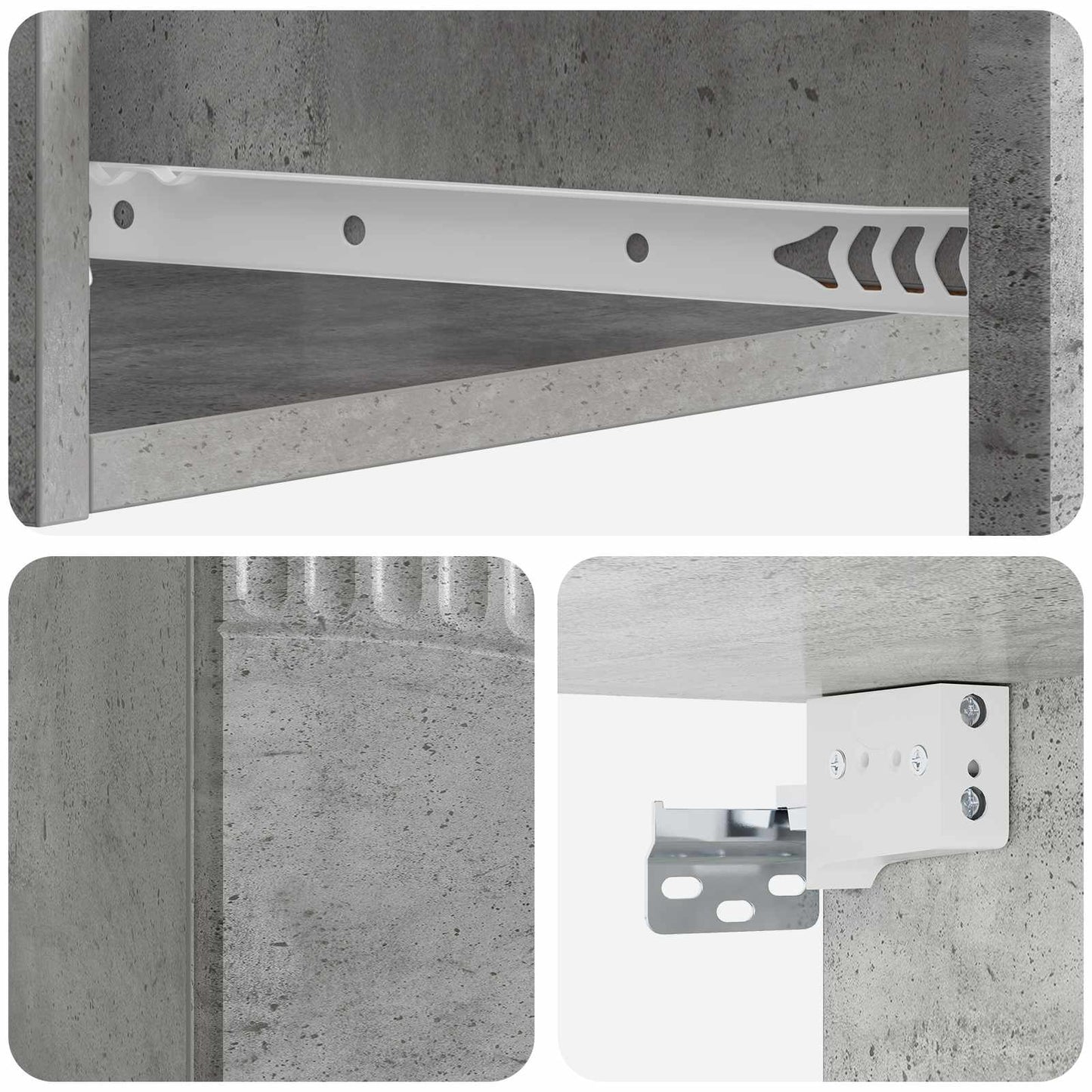 Tavolino da Parete Laterale Grigio Cemento 59 x 34,5 x 17 cm | homemem39