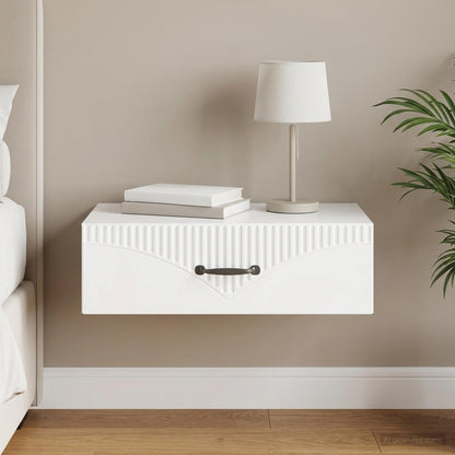 Tavolino da Parete Laterale 59 x 34,5 x 17 cm Bianco Lucido - homemem39