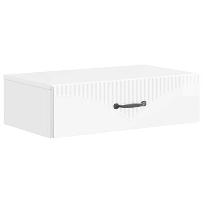 Tavolino da Parete Laterale 59 x 34,5 x 17 cm Bianco Lucido - homemem39