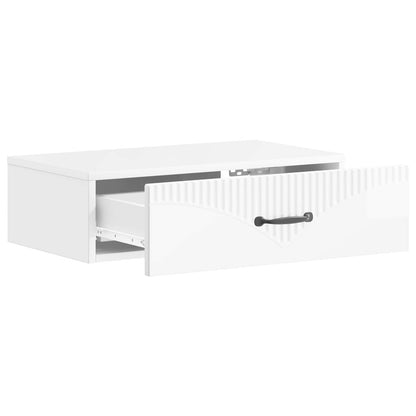 Tavolino da Parete Laterale Bianco Lucido 59 x 34,5 x 17 cm | homemem39