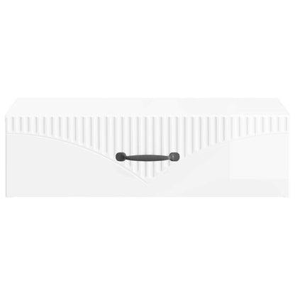 Tavolino da Parete Laterale 59 x 34,5 x 17 cm Bianco Lucido - homemem39