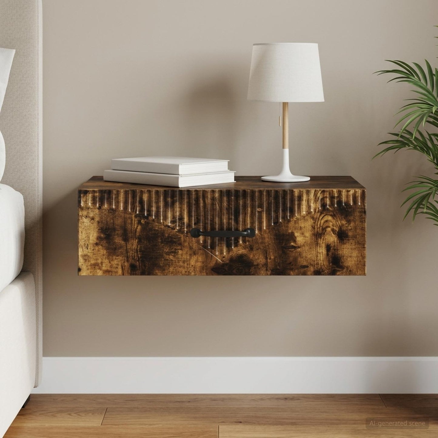 Tavolino da Parete Laterale 59 x 34,5 x 17 cm Rovere Fumo - homemem39