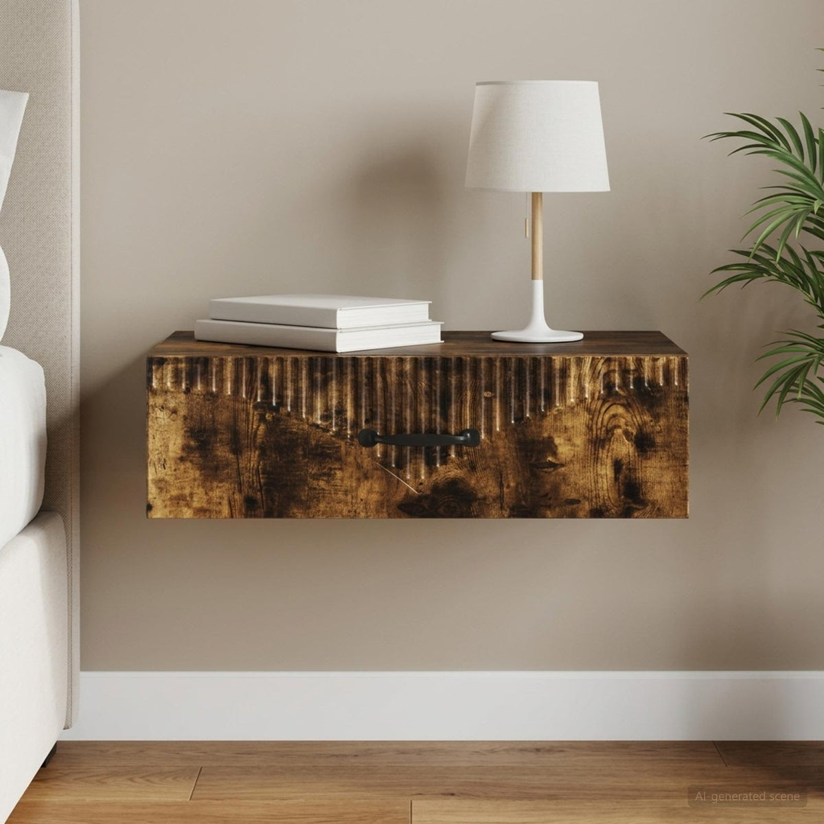 Tavolino da Parete Laterale 59 x 34,5 x 17 cm Rovere Fumo - homemem39