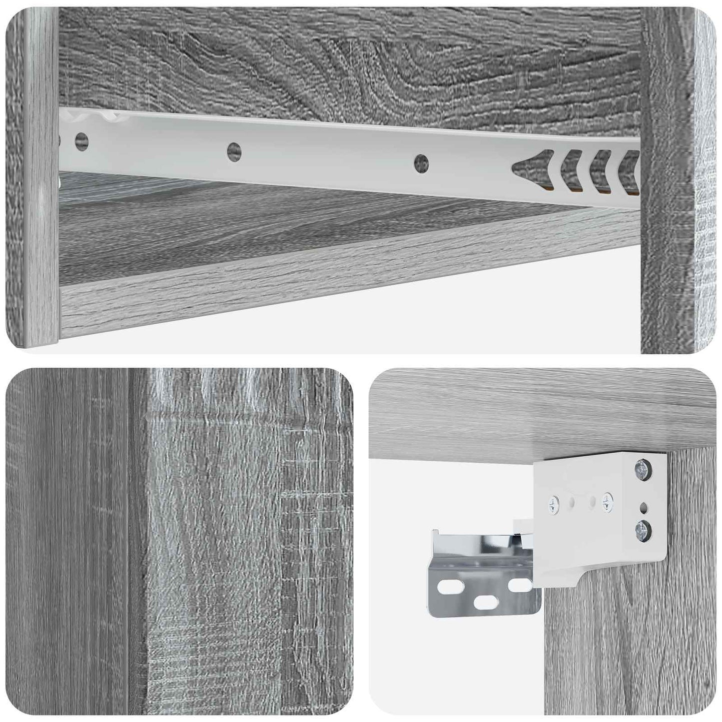 Tavolino da Parete Laterale Grigio Sonoma 59 x 34,5 x 17 cm | homemem39